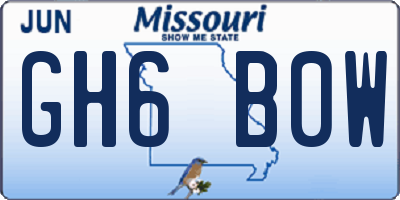 MO license plate GH6B0W