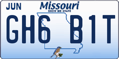 MO license plate GH6B1T