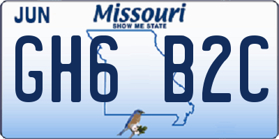 MO license plate GH6B2C