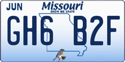 MO license plate GH6B2F