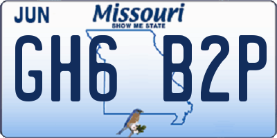 MO license plate GH6B2P