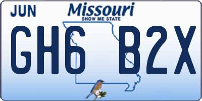 MO license plate GH6B2X
