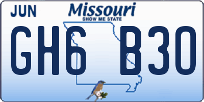 MO license plate GH6B3O