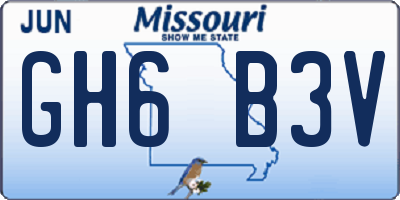 MO license plate GH6B3V