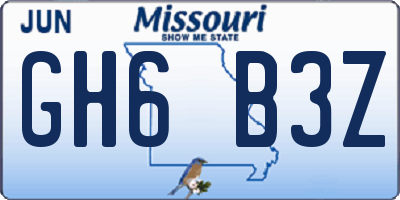 MO license plate GH6B3Z