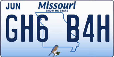 MO license plate GH6B4H