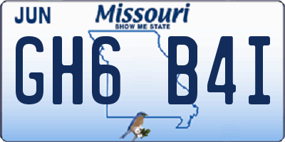 MO license plate GH6B4I
