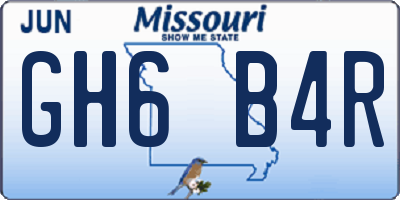 MO license plate GH6B4R