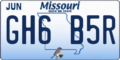 MO license plate GH6B5R