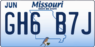 MO license plate GH6B7J
