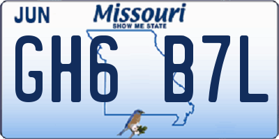 MO license plate GH6B7L