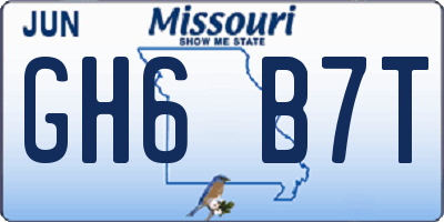 MO license plate GH6B7T
