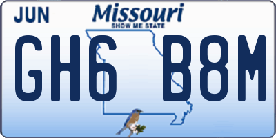 MO license plate GH6B8M