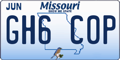 MO license plate GH6C0P
