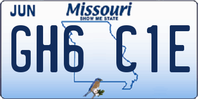 MO license plate GH6C1E