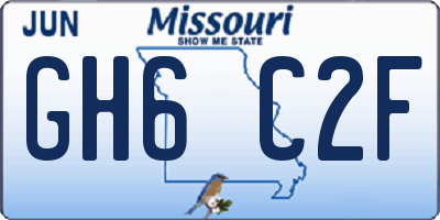 MO license plate GH6C2F