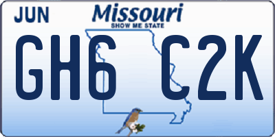 MO license plate GH6C2K
