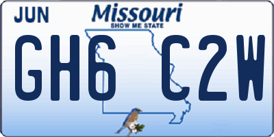MO license plate GH6C2W
