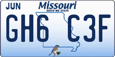 MO license plate GH6C3F
