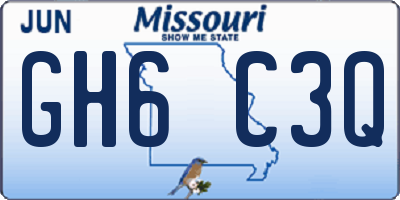 MO license plate GH6C3Q