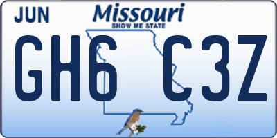 MO license plate GH6C3Z