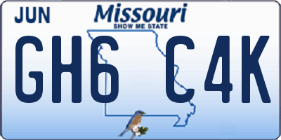 MO license plate GH6C4K