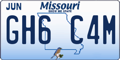 MO license plate GH6C4M