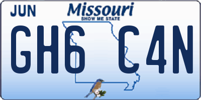 MO license plate GH6C4N