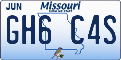 MO license plate GH6C4S