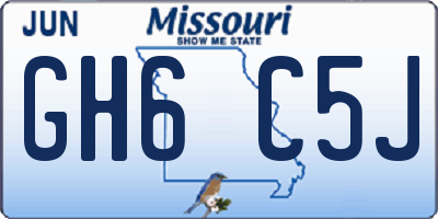 MO license plate GH6C5J