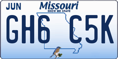 MO license plate GH6C5K