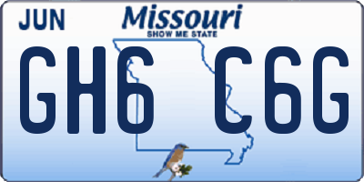 MO license plate GH6C6G