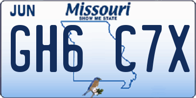 MO license plate GH6C7X