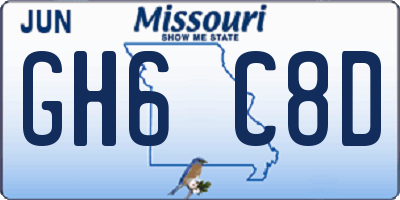 MO license plate GH6C8D