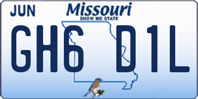 MO license plate GH6D1L