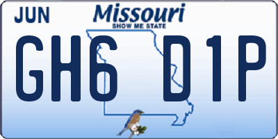 MO license plate GH6D1P
