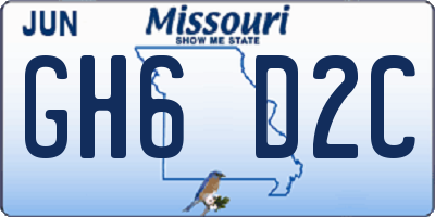 MO license plate GH6D2C