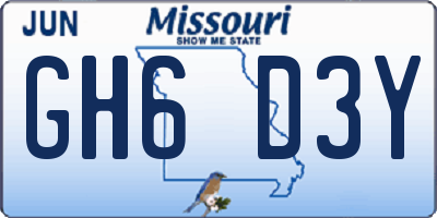 MO license plate GH6D3Y