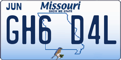 MO license plate GH6D4L