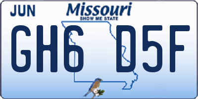 MO license plate GH6D5F
