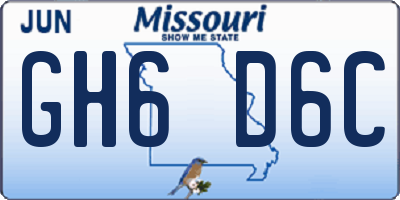MO license plate GH6D6C