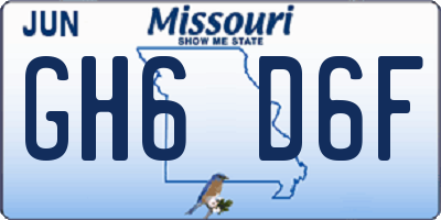 MO license plate GH6D6F