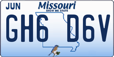 MO license plate GH6D6V