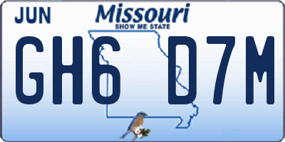 MO license plate GH6D7M