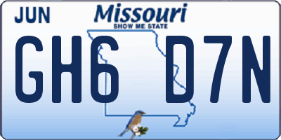 MO license plate GH6D7N