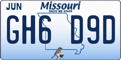 MO license plate GH6D9D