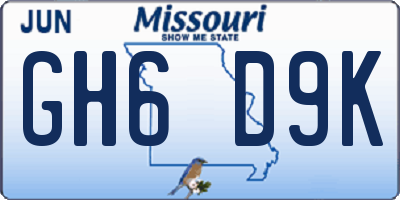 MO license plate GH6D9K
