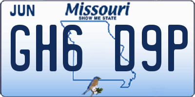 MO license plate GH6D9P