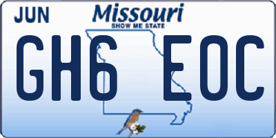 MO license plate GH6E0C