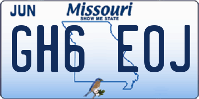 MO license plate GH6E0J